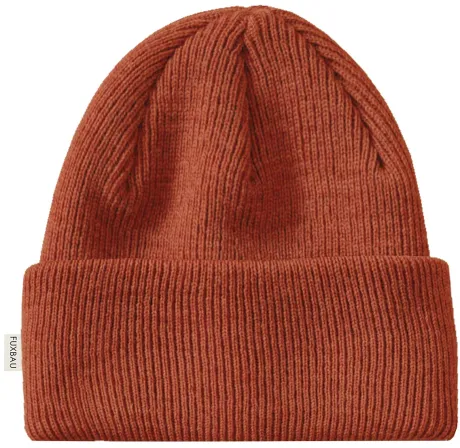 Unsere hochwertige Strickmütze in orange 🌱 Made in Germany!