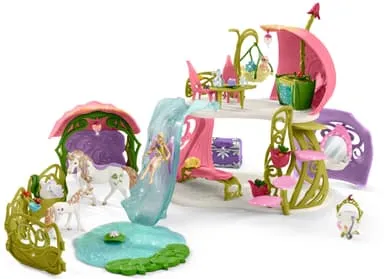 Schleich 42445 - bayala - Glitzerndes Blütenhaus mit Einhörnern, See und Stall