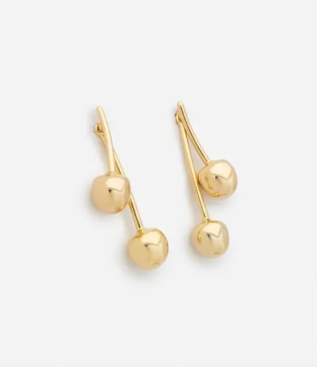 Brinco Pequeno em Metal com Cerejas Dourado