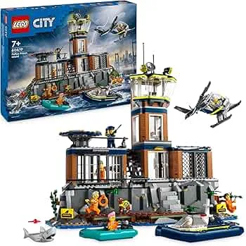 LEGO City Polizeistation auf der Gefängnisinsel, Polizei-Spielzeug mit Hubschrauber, Boot und Hai, Set mit 7 Minifiguren und Hund, Geschenk zum Geburtstag für Jungen und Mädchen ab 7 Jahren 60419: Amazon.de: Spielzeug