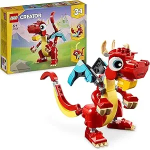 LEGO Creator 3in1 Roter Drache, Spielzeug mit 3 Tierfiguren inkl. Roter Drache, Fisch und Phönix, Tiere-Set für Kinder, Geschenk für Jungs und Mädchen ab 6 Jahren 31145: Amazon.de: Spielzeug