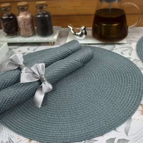 6 Jogo Americano Redondo Mesa Posta Sousplat Luxo Pvc Mcz2 Chumbo Escuro Claro Cinza Grafite Ma Sort Redondo | MercadoLivre