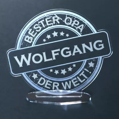 Acryl-Button mit Namensgravur "Bester Opa" | trendgravur.de