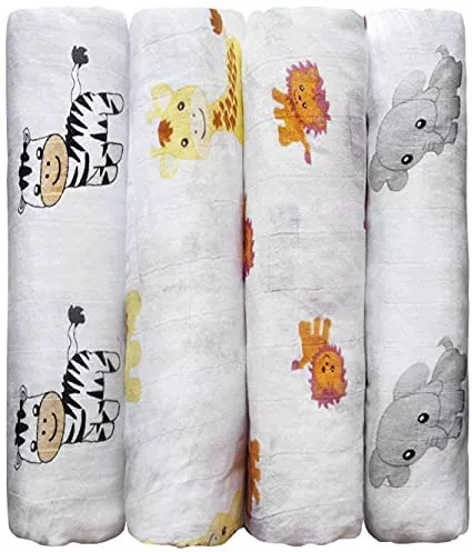 Cuddlebug „Safari und Freunde“ 4 Stück 120 cm x 120 cm lange Baby Decke für Babys | 5 Farbkollektionen | Musselin Decke | Babydecke Mädchen oder Jungen | Babydecke Baumwolle : Amazon.de: Baby Products