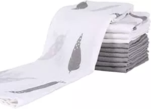 LAT Baby Muslin Nappies Burp Cloths Pack of 10 70 x 70 cm Cloth Nappies Muslin Cloths for Baby (White + Grey + Feather) : Amazon.de: Baby Products