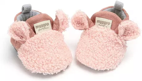 Baywell Baby Boys Girls First Walking Shoes Unisex Baby Small Sheep Non-Slip Shoes Winter Warm Baby Shoes Crawling Shoes - Pink